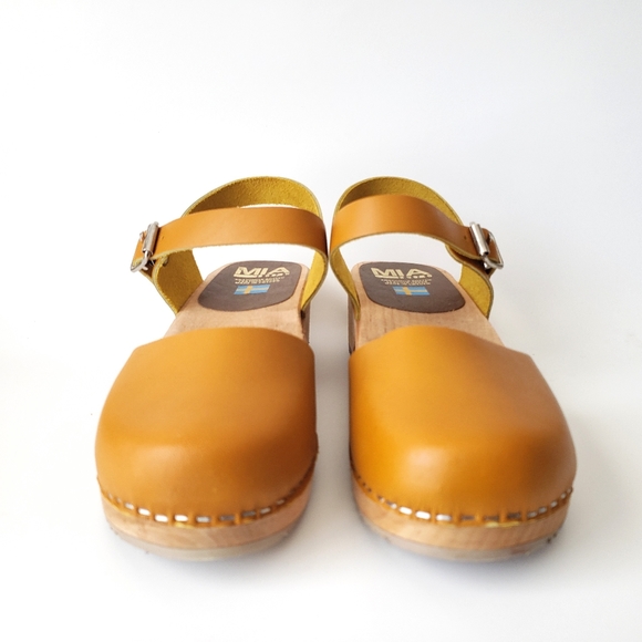 MIA Sofia Swedish Clog Free People Size 36 & 40 Mustard Yellow Leather Mary Jane - Picture 9 of 13
